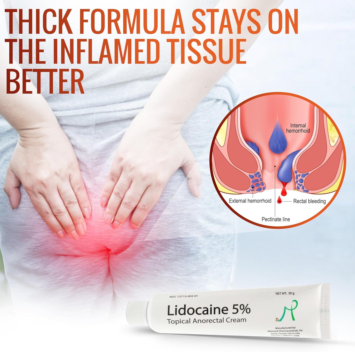 Maximum Strength 5% Lidocaine Hemorrhoid Treatment Cream for External and Internal Hemorrhoids Treatment Burn Itch Pain Relief Topical Anorectal Cream - 30 Gram Tube Made in USA - Image 5