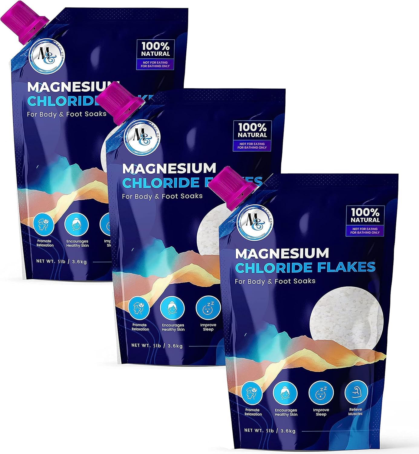 Dead Sea Magnesium Flakes Bath Salts - Superior Alternative to Epsom Salt - Premium Mineral Supplements for Muscle Relief, Aches - Raw and Pure Sourced Natural Salts, Relaxing Bath Foot Soak (15 Lb.)