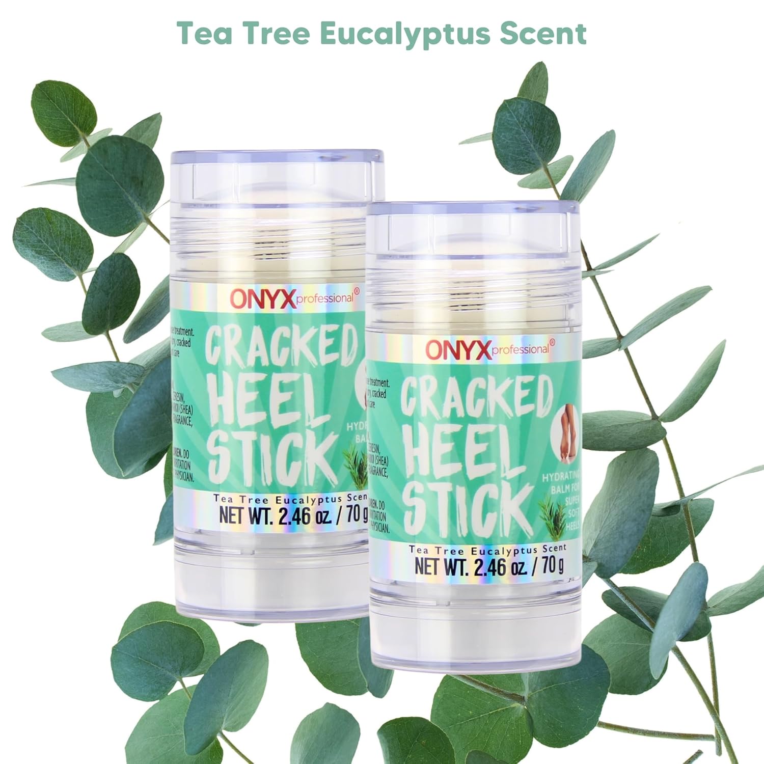 Onyx Professional Cracked Heel Repair Balm Stick(2 Pack)Dry Cracked Feet Treatment,Moisturizing Heel Balm Rolls On So No Mess Like Foot Cream or Foot Lotion, Rescues Cracked Feet,Tea Tree Scent Clear - Image 8