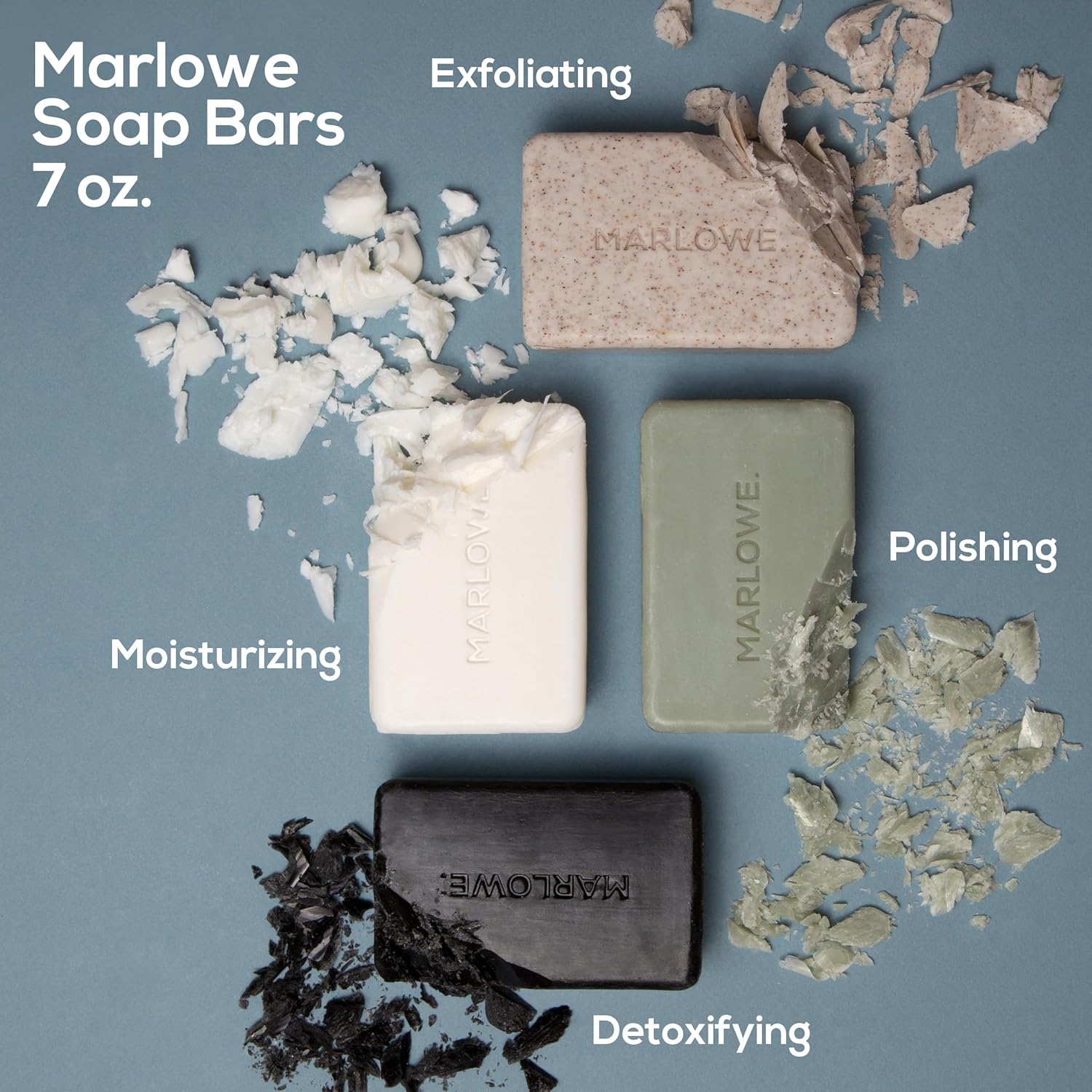 MARLOWE. No. 102 Men's Body Scrub Soap 7oz (Variety Trio) Best Exfoliating Body Soap Bars for Men, Made with Natural Ingredients, Green Tea Extract, Features 3 Amazing Scents - Image 8