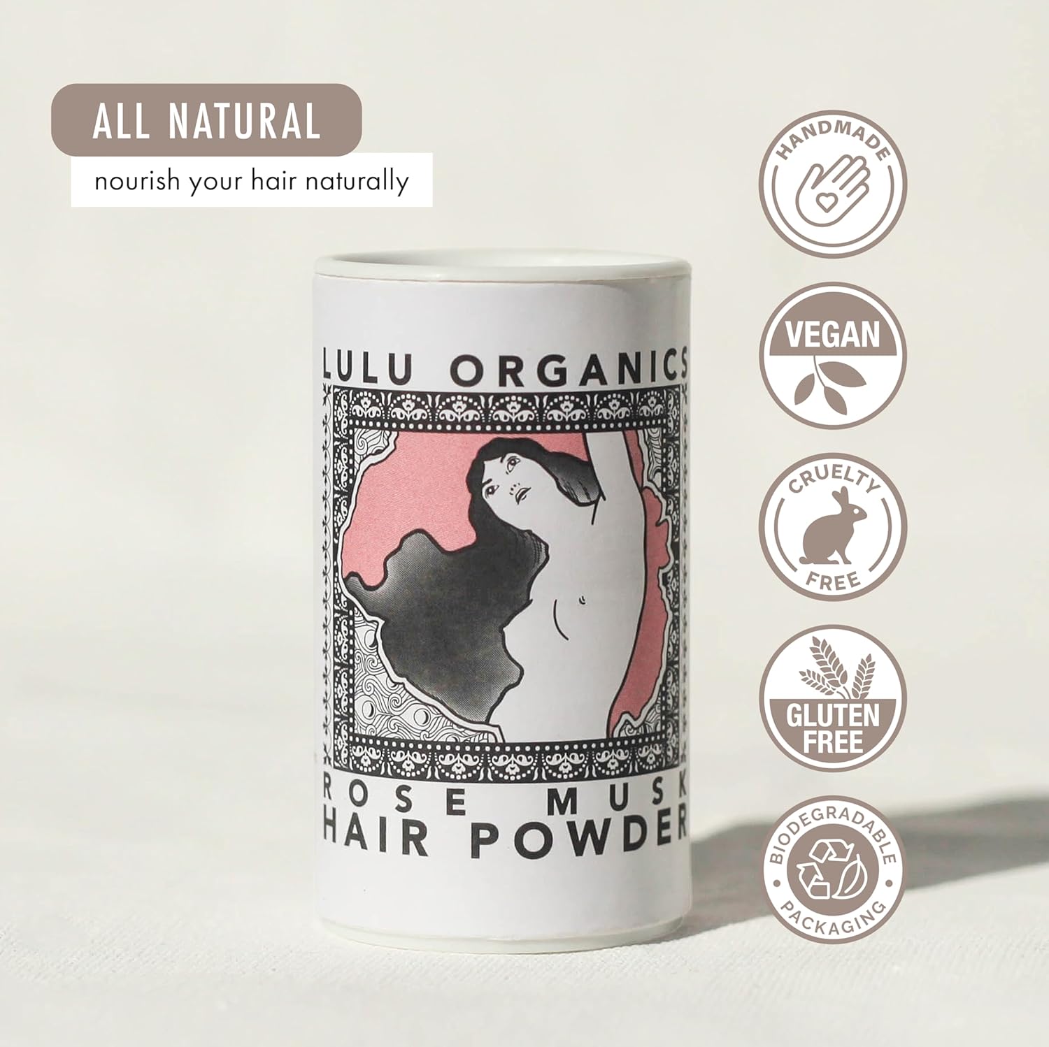 All Natural Dry Shampoo and Hair Powder- Paraben Free, Talc Free Powder, Ideal for Oily Hair and Every Hair Color, Travel Size Dry Shampoo, Rose Musk, 1 oz - Image 5