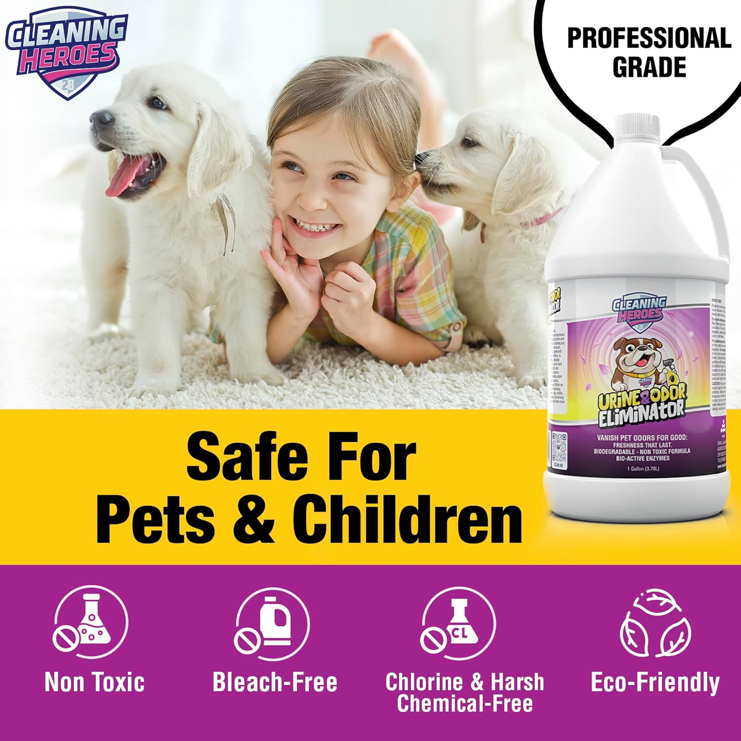 Enzymatic Pet Carpet Cleaner and Urine Odor Eliminator 128oz Spray for Cats and Dogs - Image 3