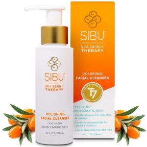 sibu Sea Buckthorn Polishing Facial Cleanser (4oz), Face Wash Made From Premium Himalayan Sea Berry Oil – Moisturizes Skin, Reduces Blemishes, Removes Make-up
