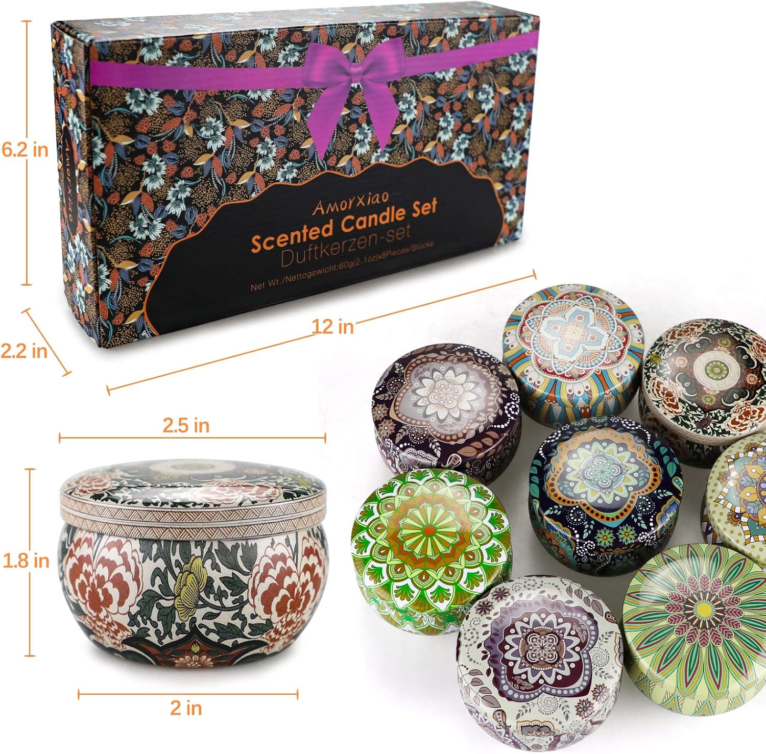 Scented Candles Set, 8 Pack Aromatherapy Candle, Stress Relief & Body Relaxation, 160H Burning, Portable Travel Tin, Candles for Home Scented, Ideal for Yoga, Meditation, Bath, Valentines Day Gifts - Image 9