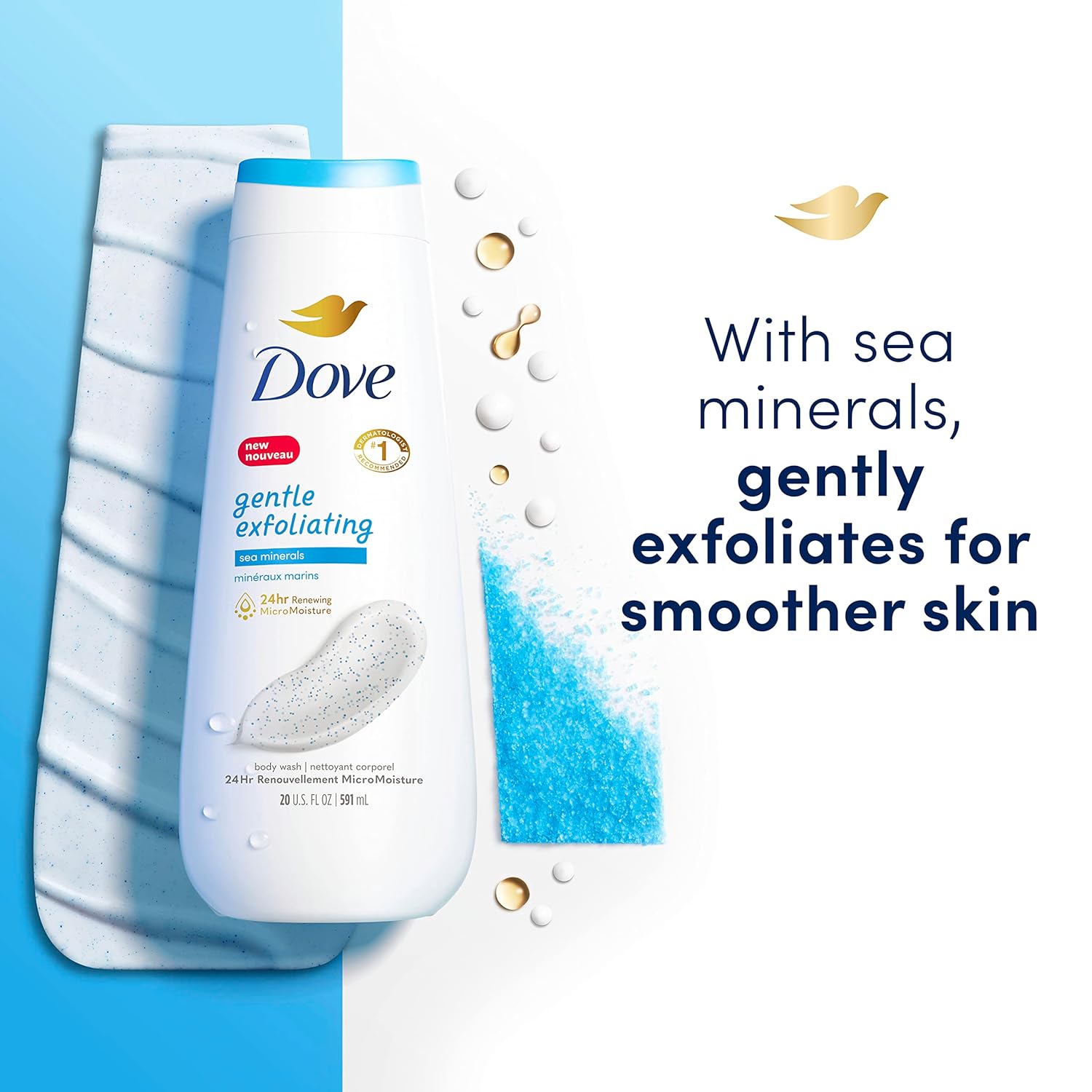 Dove Gentle Exfoliating Sea Minerals Body Wash 30.6 fl oz 3 Pack Sensitive Skin - Image 4