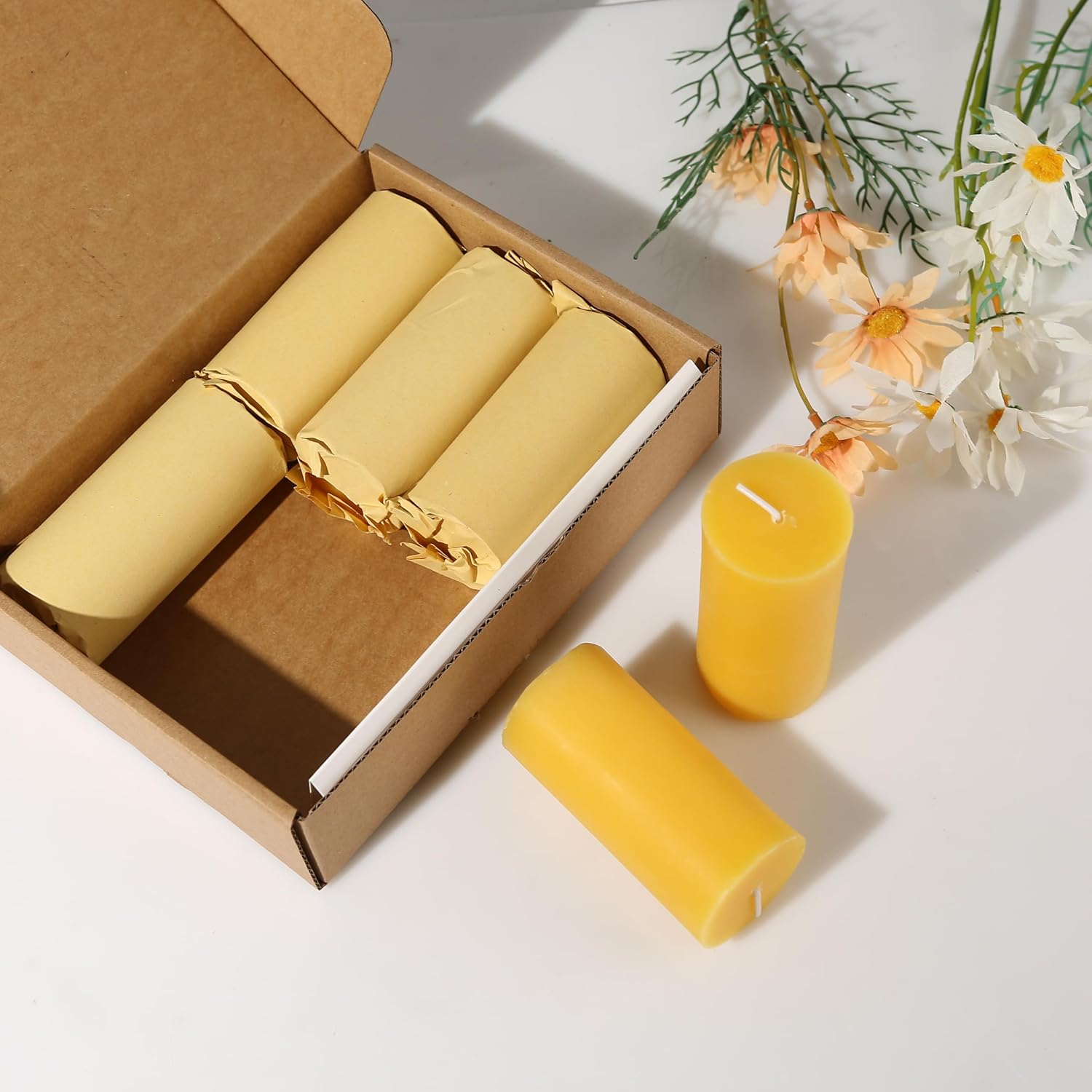 6 Pack 100% Pure Natural Beeswax Pillar Candles 2x4 Inch Unscented 210 Hour Burn Time - Image 9