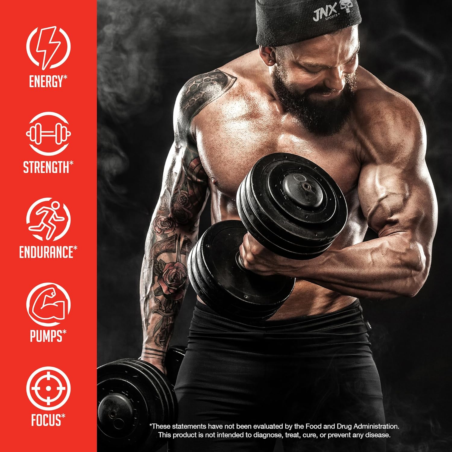 JNX SPORTS The Curse Pre-Workout Powder Lemon Rush 50 Servings for Men and Women - Image 3