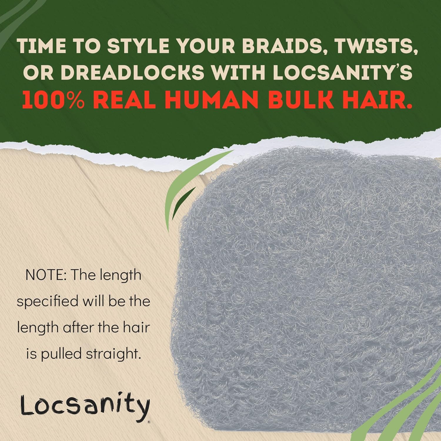 Locsanity 8 Inch 1 Oz Natural Human Hair Bulk for Dreadlocks and Braids Grey - Image 7