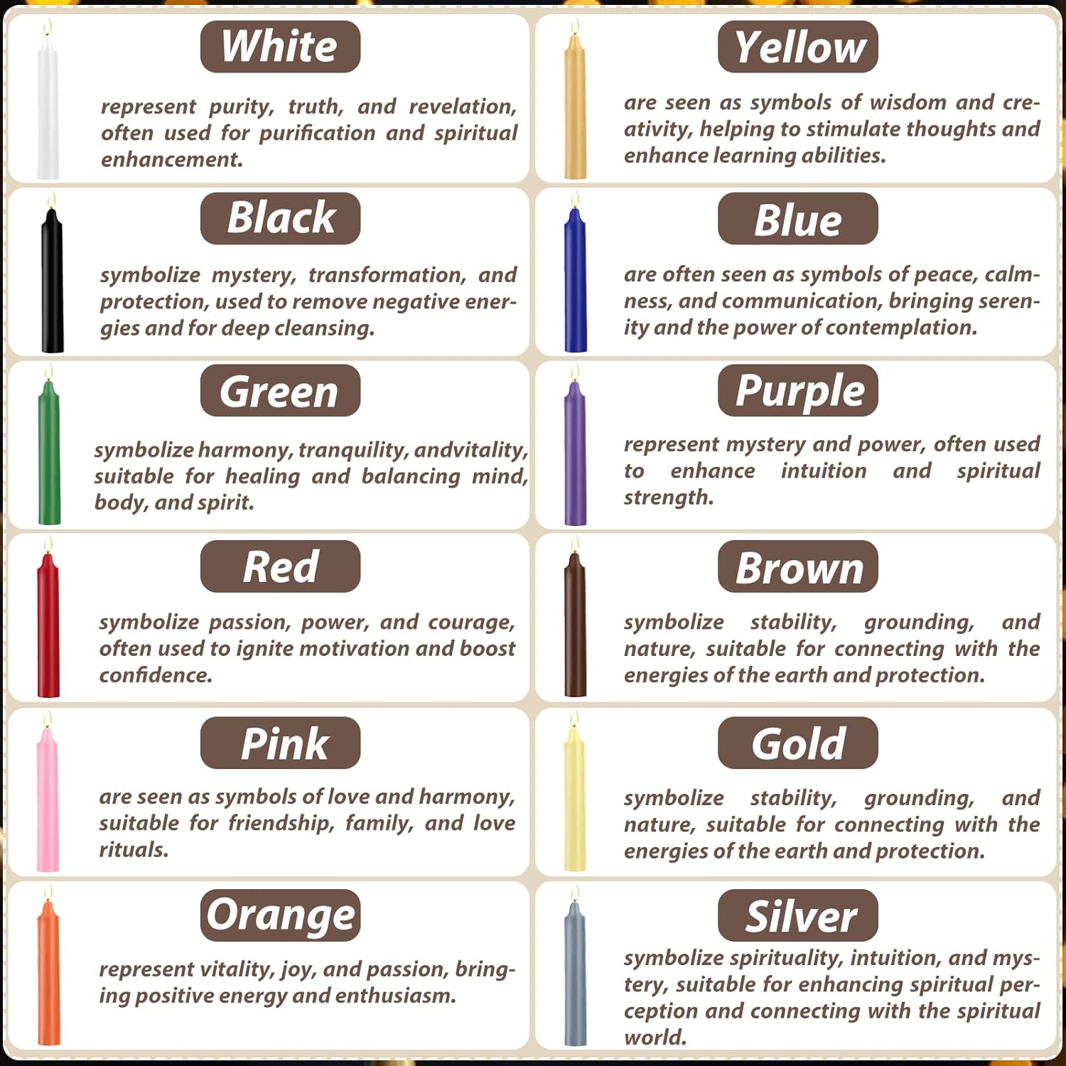 24 Pack 4 Inch Tall Multicolor Unscented Spell Chime Candles for Rituals - Image 4