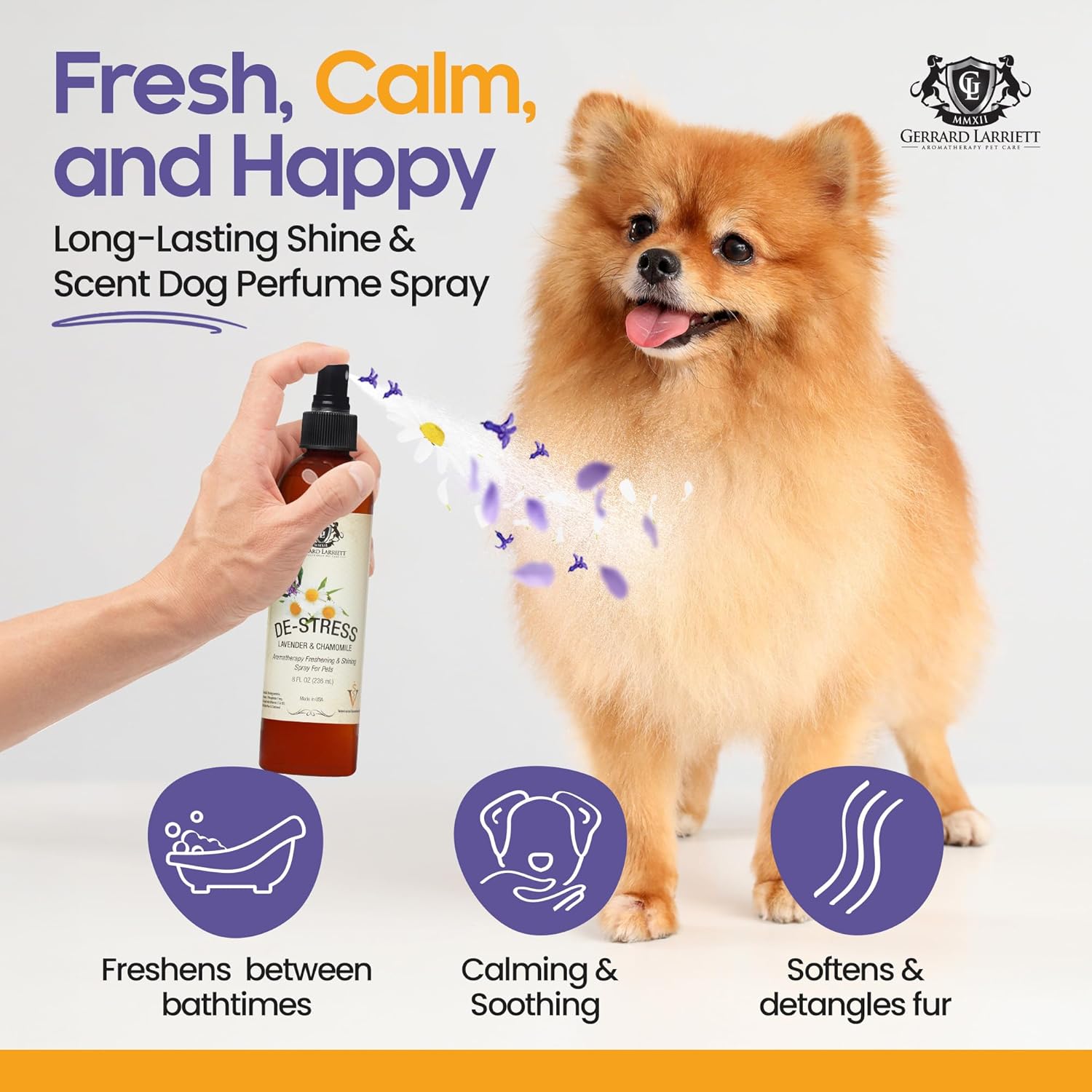 Dog Perfume Spray Long Lasting Chamomile & Lavender 8 Fl Oz, Dog Cologne Spray Long Lasting for Groomers, Calming Deodorizer Perfume for Dogs, Pet Puppy Deodorizing Fragrance by Gerrard Larriett - Image 2