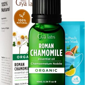 Gya Labs Organic Roman Chamomile Essential Oil for Diffuser - 100% Pure Natural Organic Roman Chamomile Oil for Skin & Hair, Relaxing Natural Aromatherapy (0.34 Fl Oz)