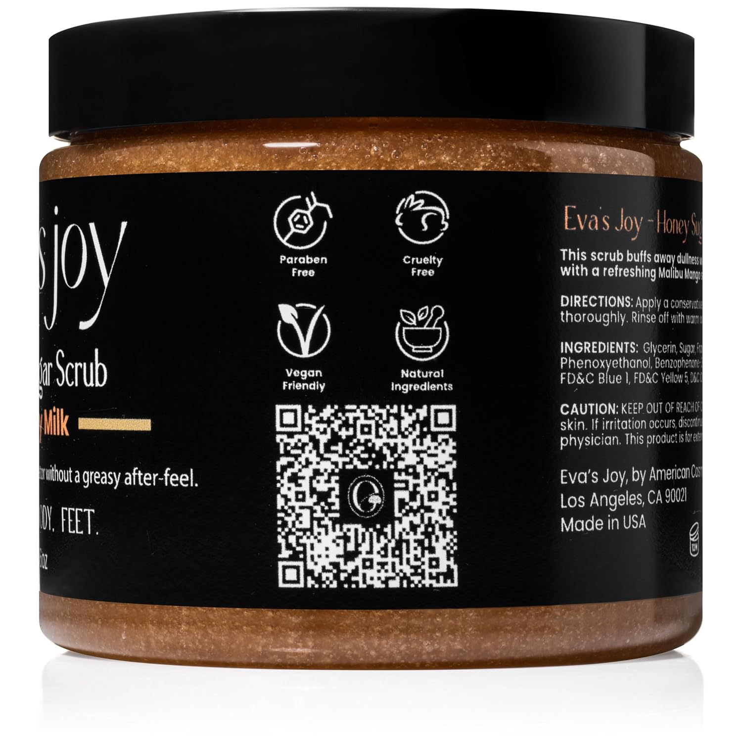 Evaโs Joy Honey Milk Sugar Scrub, Hydrating & Exfoliating, Moisturizing & Skin-Smoothing, Reduces Rough Patches, Gentle Body Scrub, 16 oz - Image 2