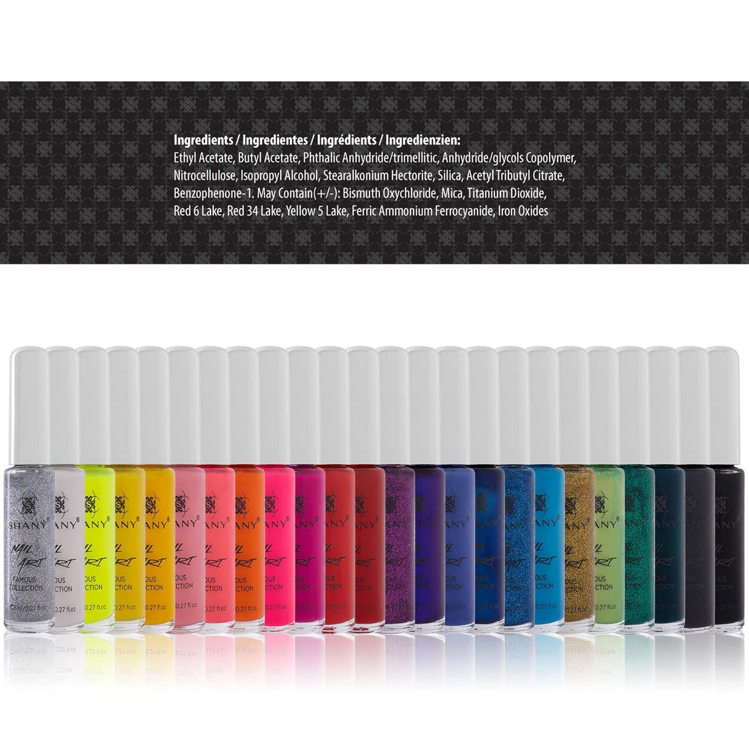 SHANY 24 Color Nail Art Glitter Metallic Neon Matte Polish Set - Image 3