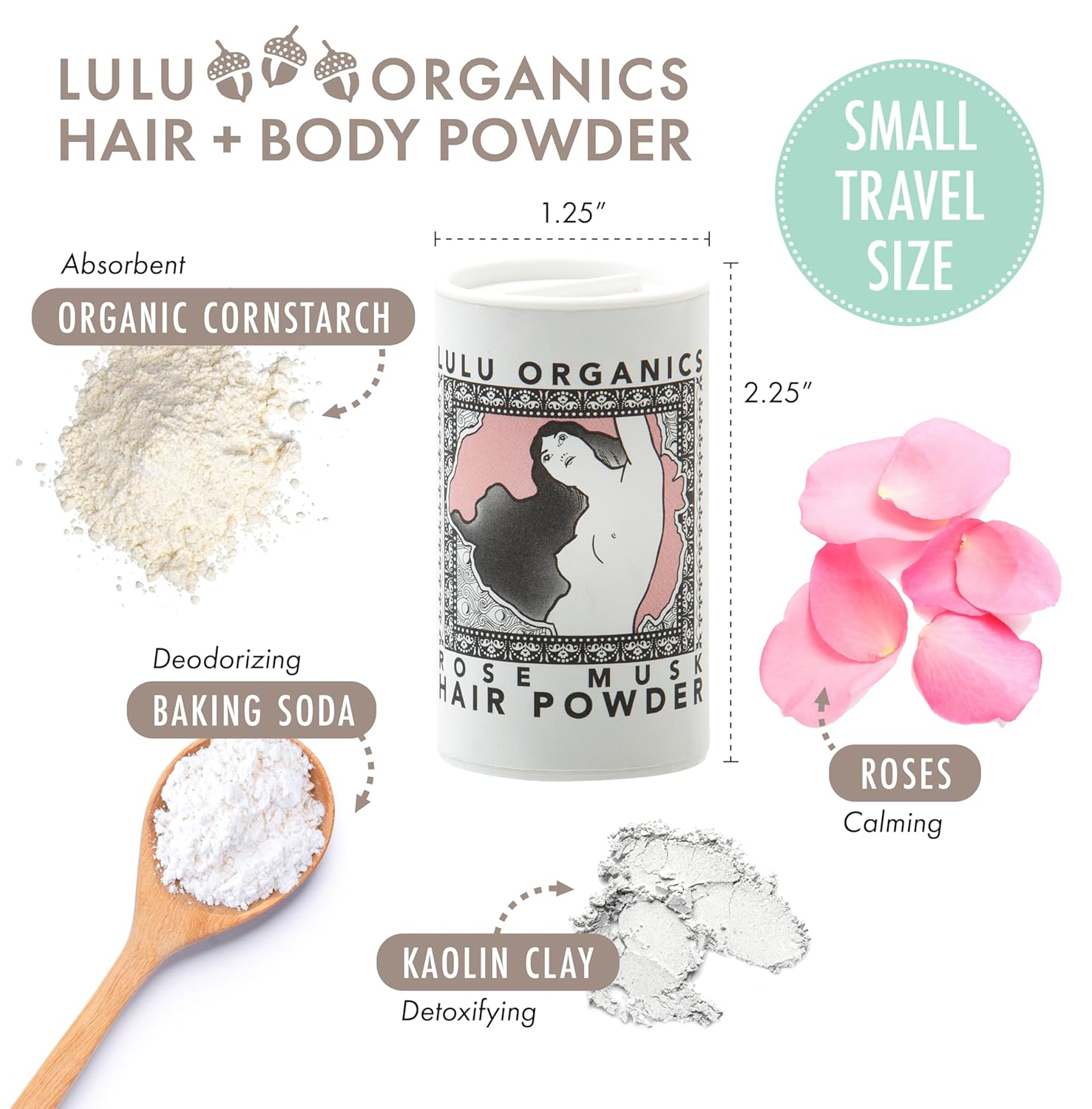 All Natural Dry Shampoo and Hair Powder- Paraben Free, Talc Free Powder, Ideal for Oily Hair and Every Hair Color, Travel Size Dry Shampoo, Rose Musk, 1 oz - Image 4