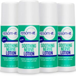 Epsom-It Soothing Nerve Lotion - Roll On Epsom Salt Magnesium Lotion, Topical Magnesium Cream with Capsaicin & Arnica for Tired Muscles, and Sleep, 3oz, 4-Pack