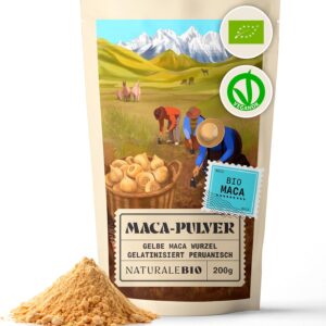 NaturaleBio Maca Powder Organic 8 oz. Peruvian, Natural and Pure, from Organic Maca Root. Vegetarian and Vegan Friendly - Gelatinized. Gelatinized for Enhanced Bioavailability. Ideal for Smoothie.