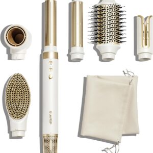 GLAMUP® 6 in 1 Hot Air Styler, Tight Grip, Powerful High Speed Dryer, Volumizer, Blow Dryer Brush, Curling Volumizing Hair Styler Gift Set with Travel Bag