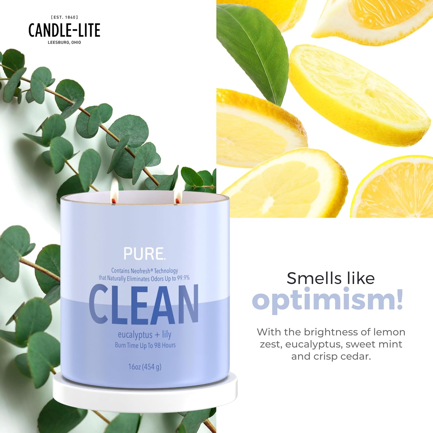 Candle-Lite Eucalyptus Lily Scented Jar Candle 16 oz 2-Wick Long Burn Time - Image 4