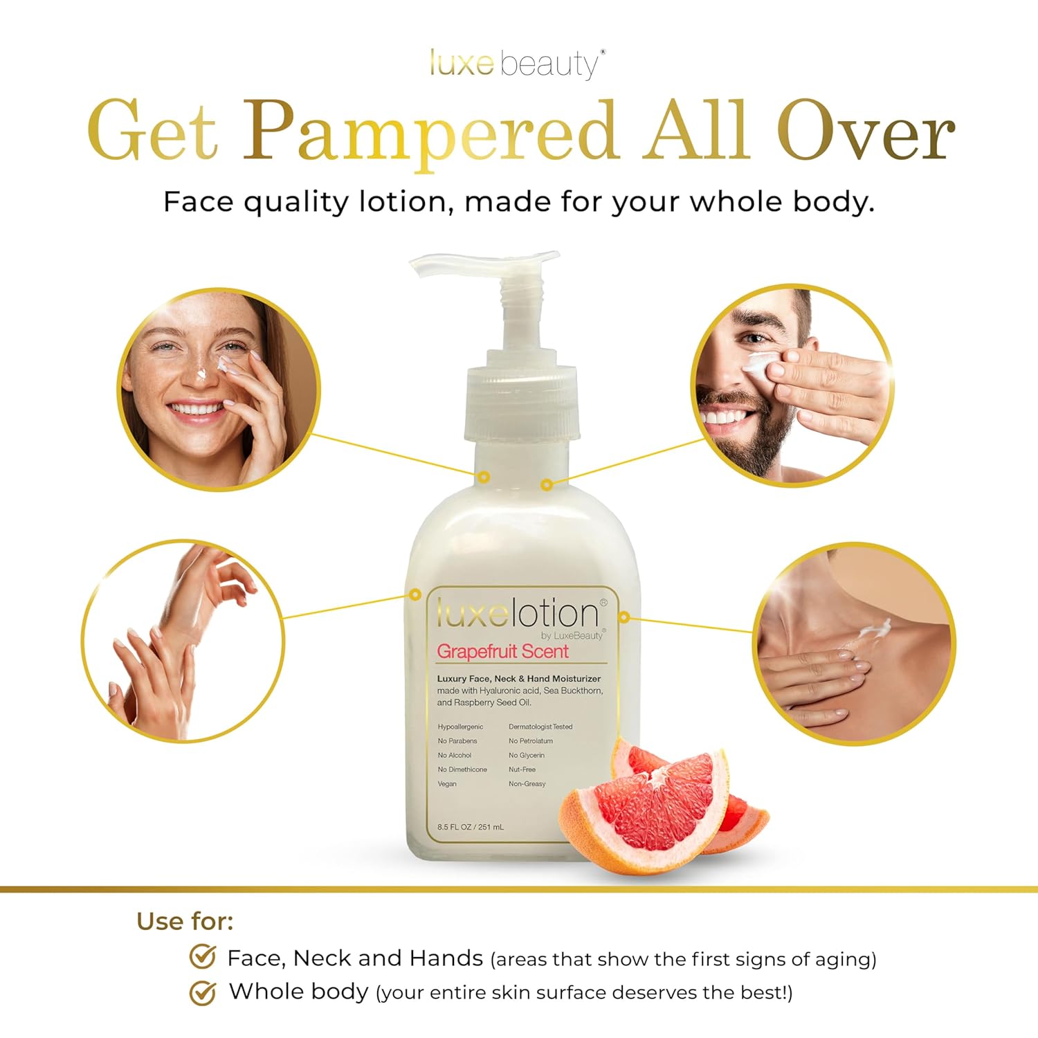 Non Greasy Hyaluronic Acid Moisturizer for Face, Neck & Hands – Grapefruit-Scented Hyaluronic Acid Body Lotion - Anti Aging, Silicone Free, No Fillers - Organic & Plant Based Non Toxic Lotion - Image 6