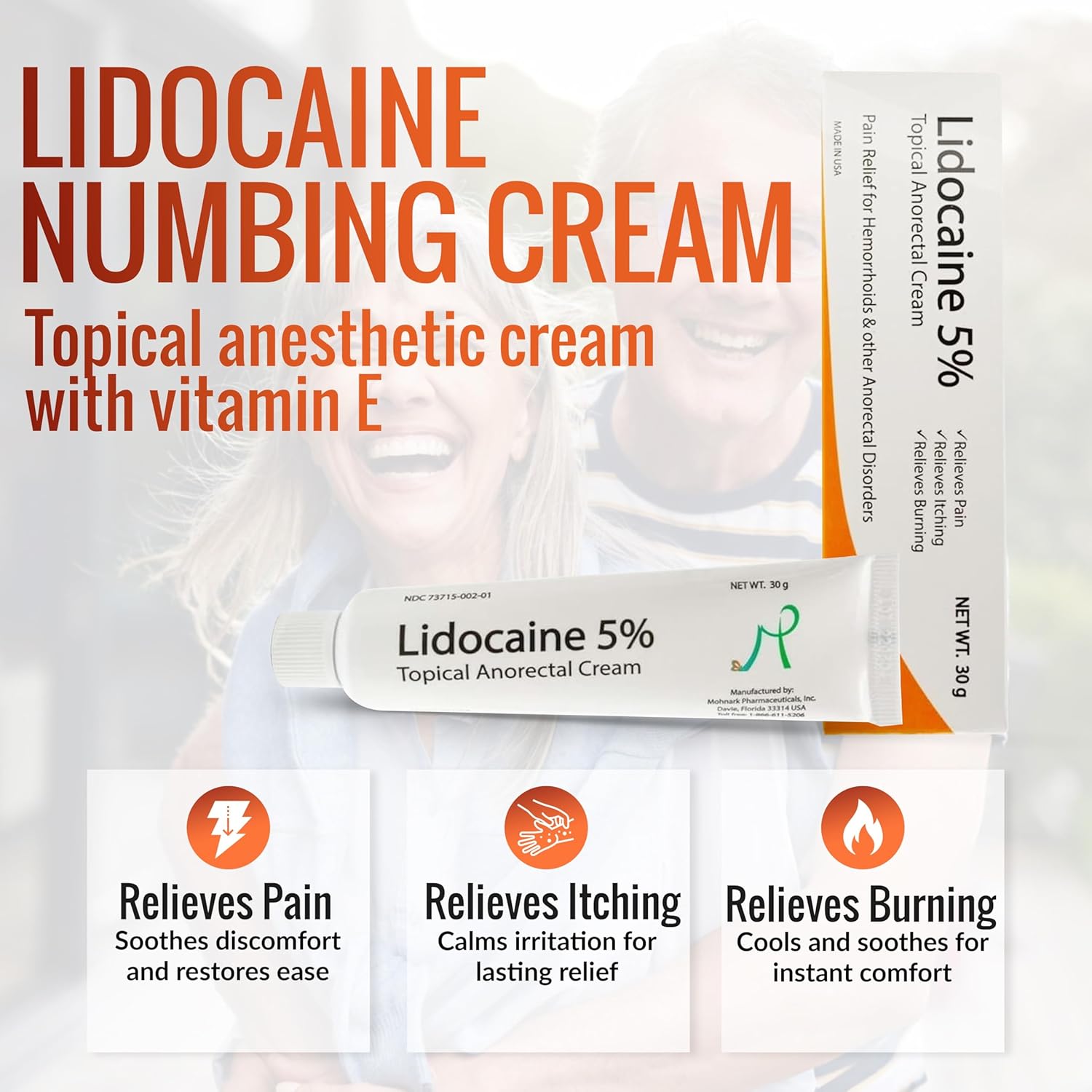 Maximum Strength 5% Lidocaine Hemorrhoid Treatment Cream for External and Internal Hemorrhoids Treatment Burn Itch Pain Relief Topical Anorectal Cream - 30 Gram Tube Made in USA - Image 3