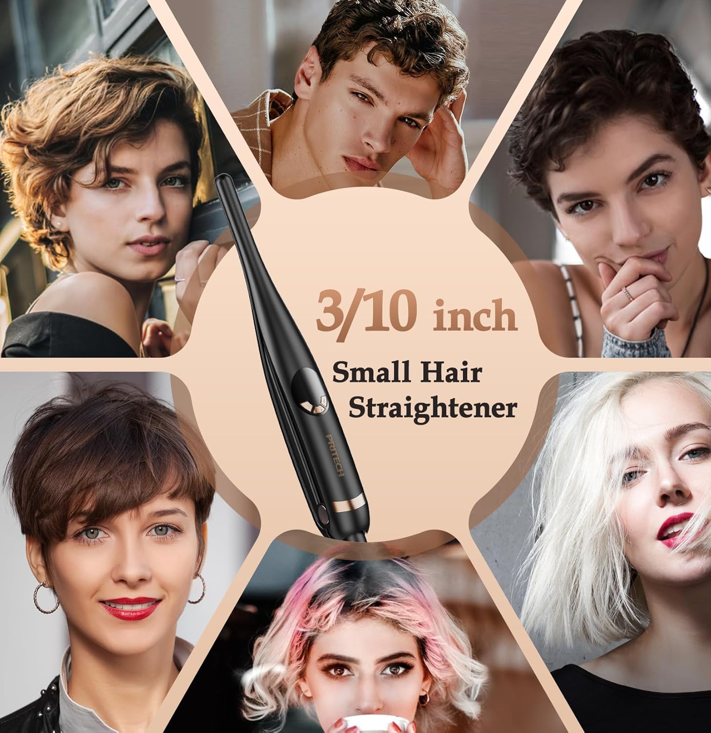 Small Flat Irons for Short Hair, 3/10" Thin Flat Iron for Short Hair, Pixie Cut and Bangs, Negative Ions Small Hair Straightener for Edges with 10th Adjustable Temp. Auto Shut Off - Image 6
