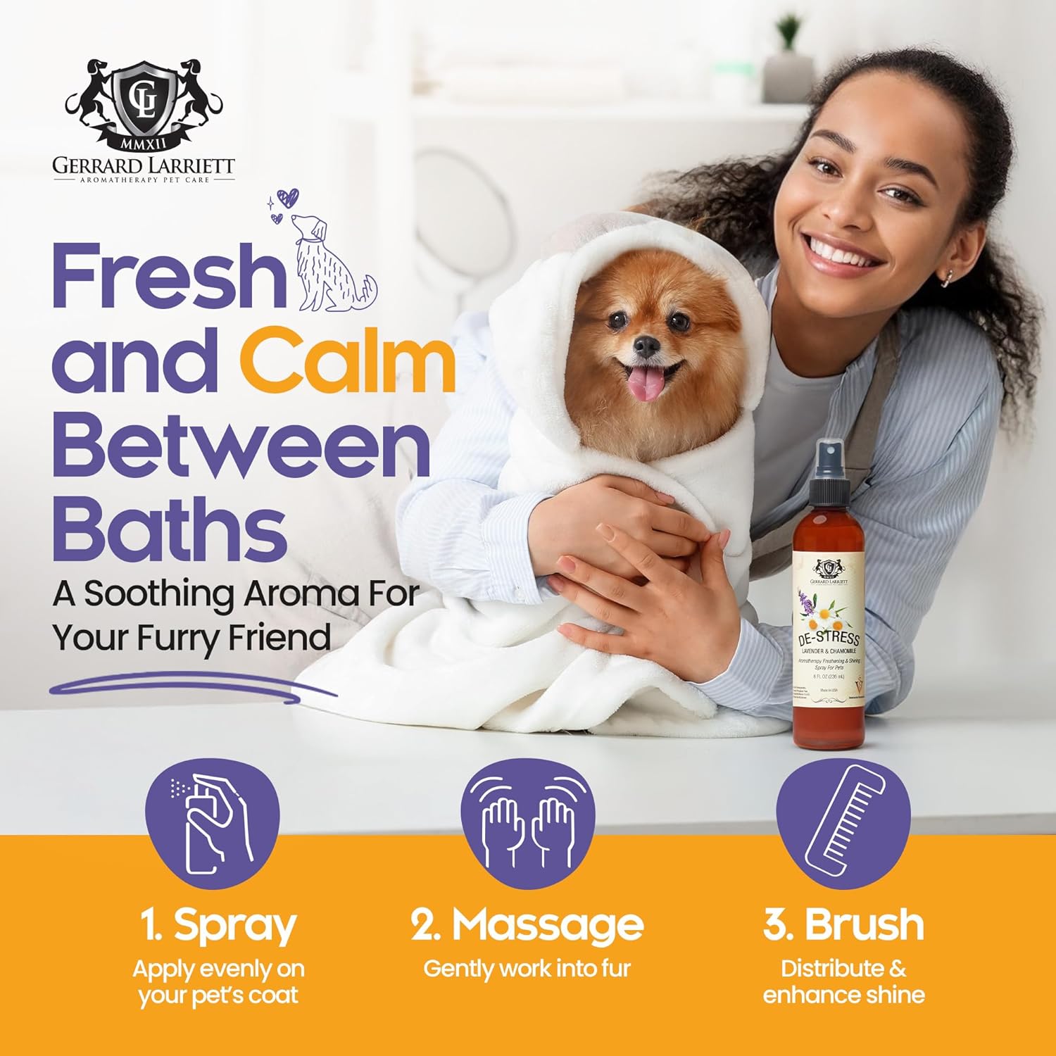 Dog Perfume Spray Long Lasting Chamomile & Lavender 8 Fl Oz, Dog Cologne Spray Long Lasting for Groomers, Calming Deodorizer Perfume for Dogs, Pet Puppy Deodorizing Fragrance by Gerrard Larriett - Image 4