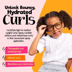 CurlyKids Curly Spray Condish | Leave-In Conditioner for Curly Hair Kids - Moisturizes & Softens Kinky, Coily, Wavy, & Frizzy Hair, Lightweight Daily Hydration - Ideal for Kids HairCare Routine, 8oz