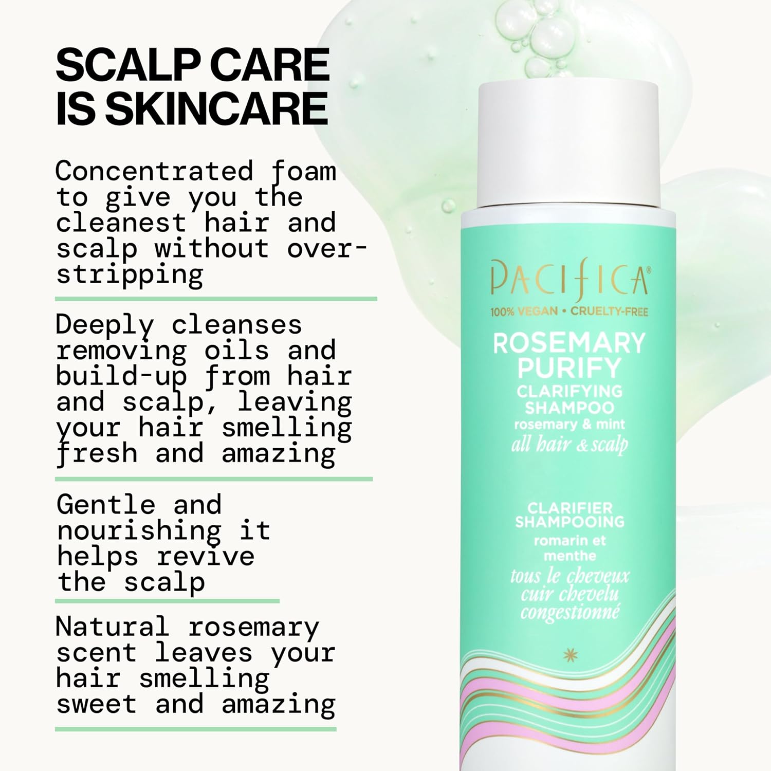 Pacifica Clarifying Shampoo – Rosemary Purify Invigorating Shampoo w/Soothing Mint for Detoxing Hair & Scalp Build-Up, Sulfate & Silicone Free - Vegan & Cruelty-Free Dermatologist Tested - Image 4