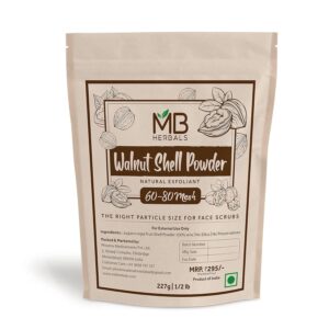 MB Herbals Walnut Shell Powder 8 oz / 0.5 LB 227G | For Natural Face Scrub Soap & Exfoliating Face Mask Formulations Exfoliates Skin Gently - No Silica - 100% Natural