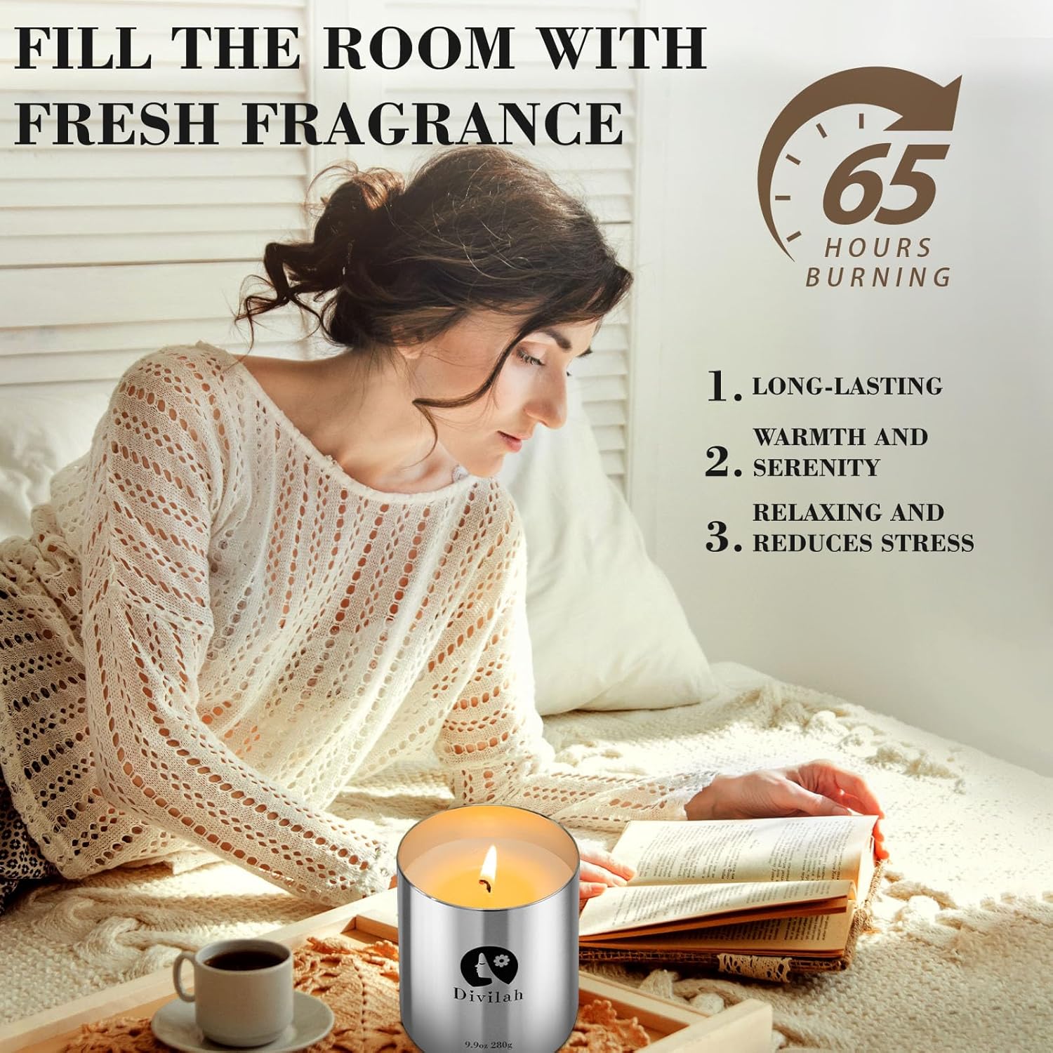 English Pear & Freesia 9.9oz Natural Soy Wax Candle, 65 Hour Burn Time, Silver Jar - Image 4