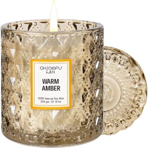 Chloefu LAN Amber Candles, Luxury Candle for Home Scented, Long Burning Time, Holiday Gifts, All Natural Soy Wax Decorative Candles, Scented Candle Gifts for Men&Women, 8.1oz