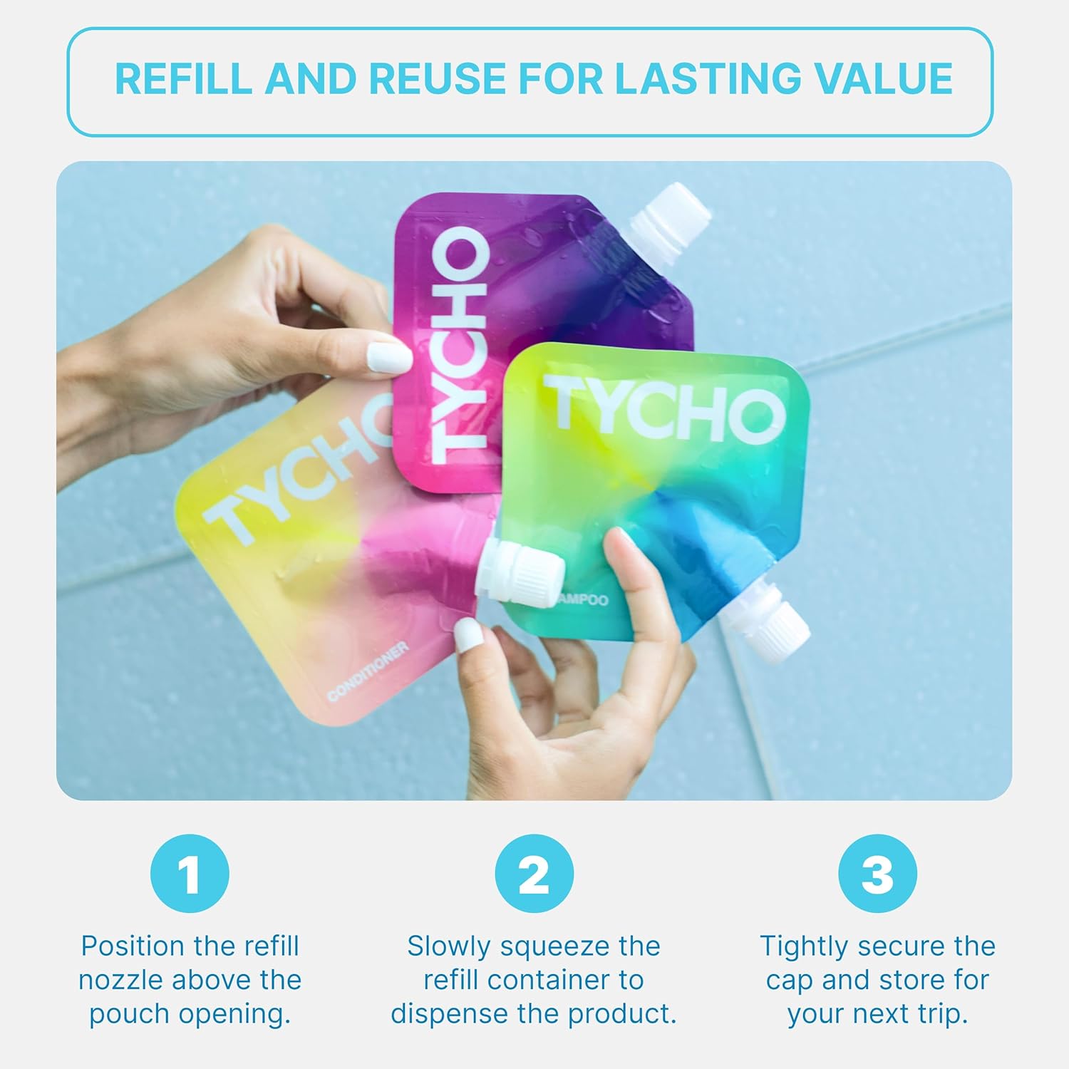 TYCHO Travel Size Shampoo and Conditioner for Dry Hair and Sensitive Skin 30mL Set - Image 4