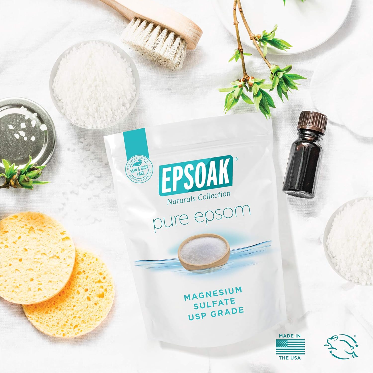 Epsoak 38 lb Magnesium Sulfate USP Epsom Salt Unscented, 2-Pack Resealable Bags - Image 4