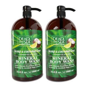 Dead Sea Collection Hemp & Coconut Lime Body Wash for Women and Men – with Pure Dead Sea Minerals - Cleanses and Moisturizes Skin - Pack of 2 (67.6 fl. oz)