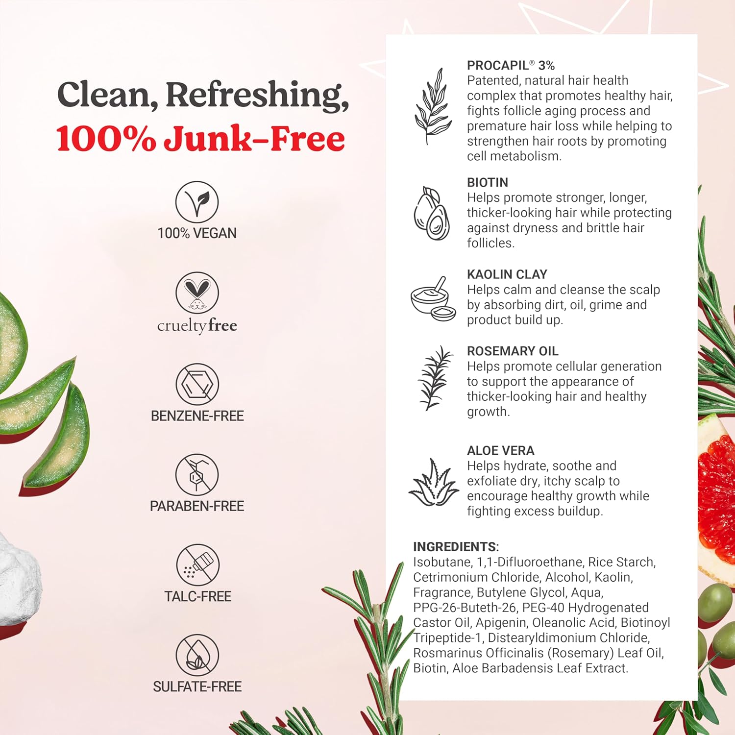 HAIRtamin Vitamin Infused Dry Shampoo for Women | Hair Texture Spray that Cleanses & Refreshes | Hair Complex for Healthy Thicker-Looking Hair | Procapil 3% & Vitamins for Scalp Health | Talc Free - Image 8