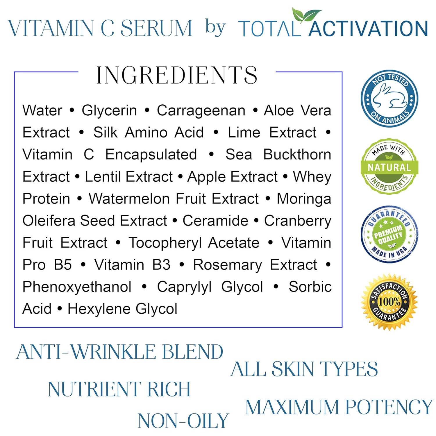 2oz Hydrating Vitamin C Serum with Aloe Vera and Vitamin E for Anti-Aging - Image 3