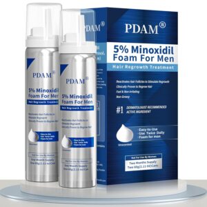 5% Minoxidil for Men Foam Hair Growth - Minoxidil Foam Hair Regrowth Treatment for Men, Topical Hair Loss Treatments, Extra Strength Thicker & Fuller Hair, 2 x 2.11 oz for 2 Months