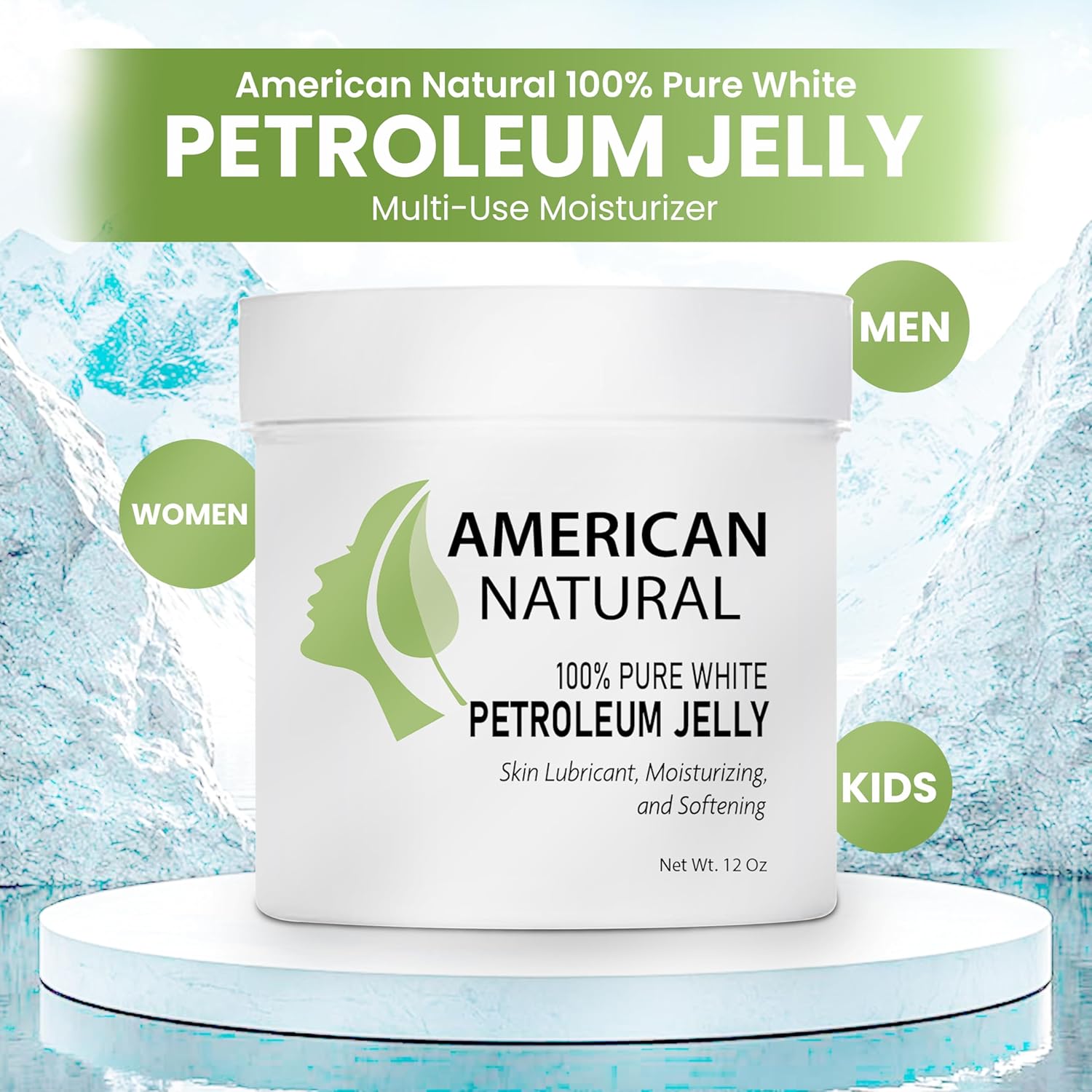 American Natural 100% Pure Ultra White Petroleum Jelly 12 Oz Skin Protectant for Eczema - Image 2