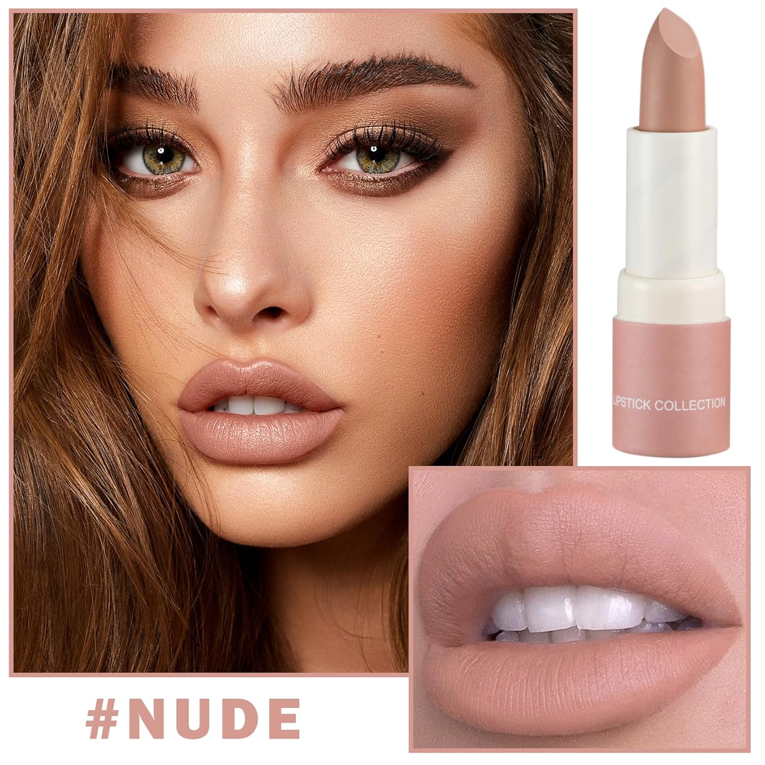 Matte Nude Lipstick Silky Velvet Lip Gloss Nude Lip Stain Paper Tube Lipsticks Non-Stick Cup, Waterproof Long Lasting Matte Lipstick for Women Daily Professional Lip Makeup-02 Nude - Image 2