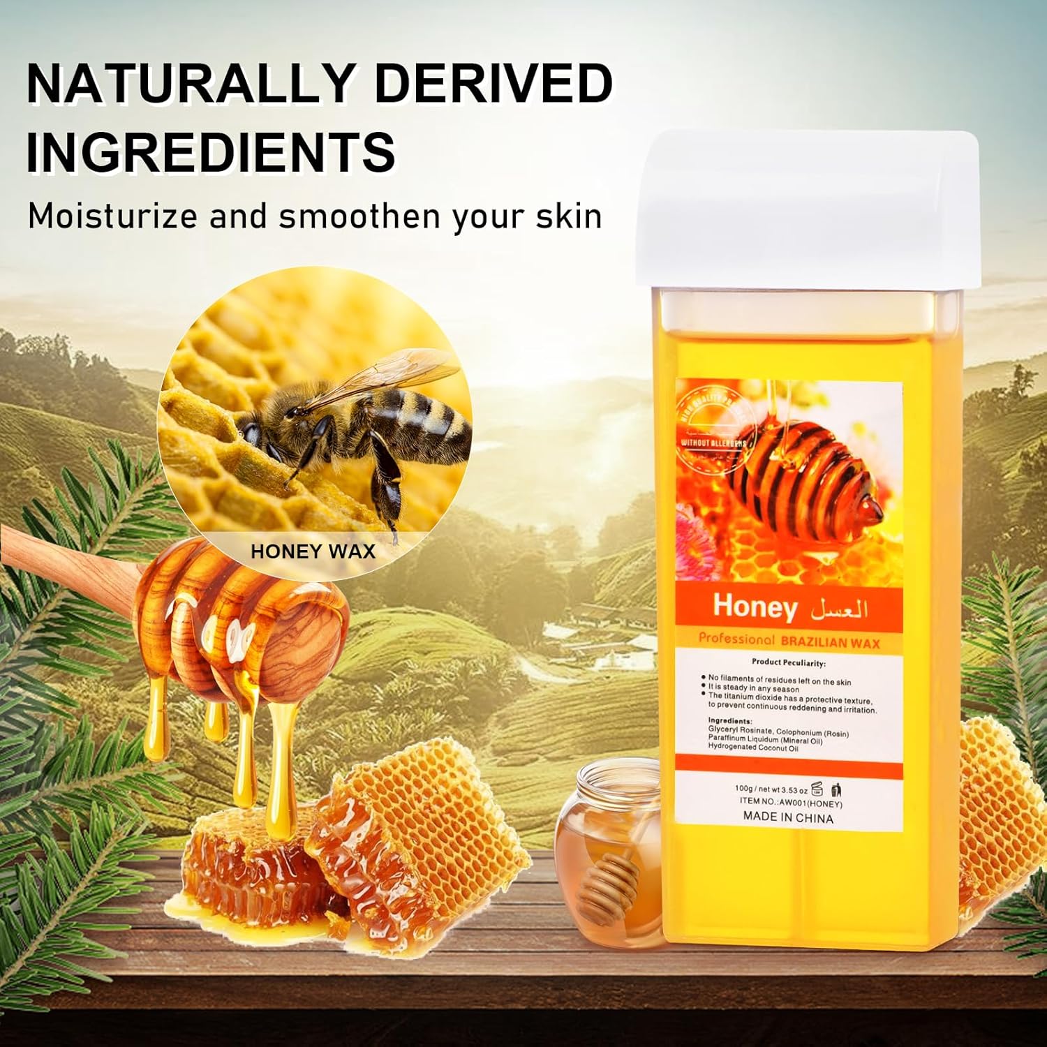 2-IN-1 Roll on Wax Kit, Seopri Double Wax Roller Kit for Hair Removal, Honey Roller Waxing Kit with 2 Wax Cartridge, 100 pcs Wax Strips, 6 Pre- and post-wax treatment wipes - Image 3