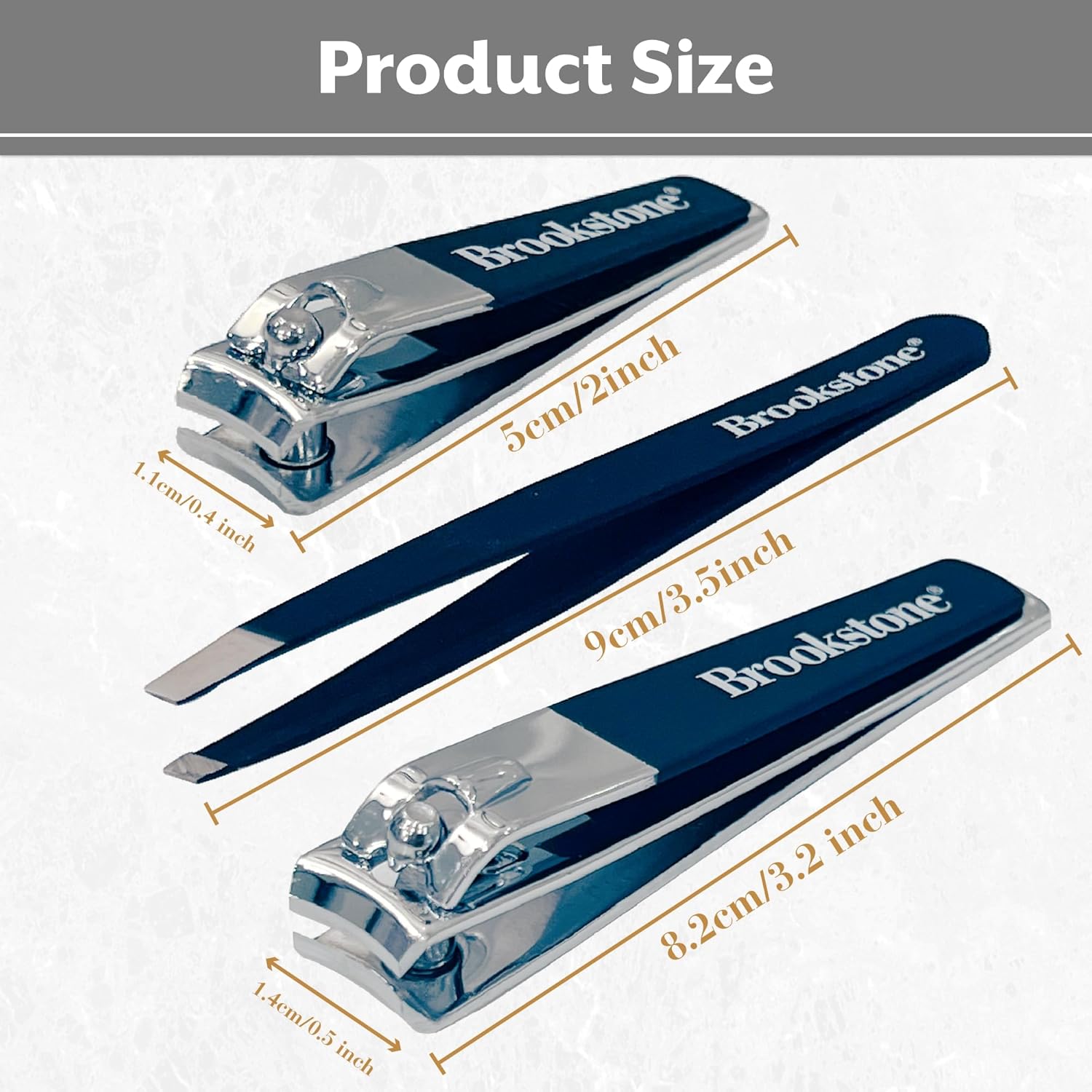 Brookstone Navy Premium Stainless Steel Nail Clipper Set with Case and Tweezer Two-Piece - Image 2