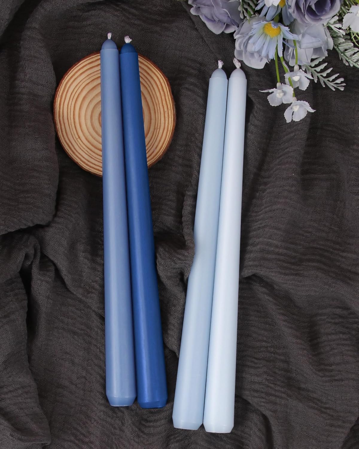 Viyffo 10 Inch Blue Unscented Dripless Smokeless Taper Candles Set of 12 for Weddings and Home Decor - Image 2