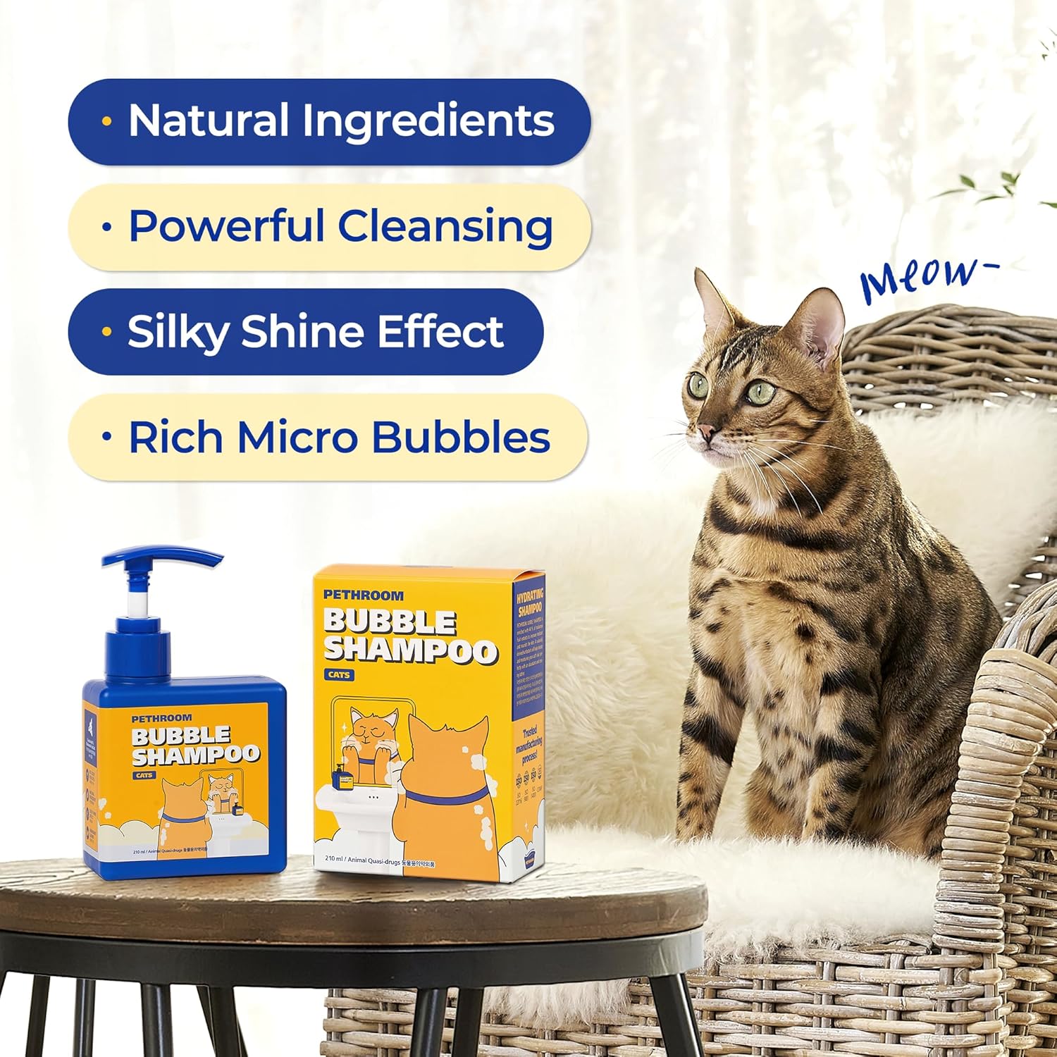Pethroom Premium 16oz Cat Silky Hypoallergenic Tear-Free Deep-Cleansing Moisturizing Shampoo Conditioner - Image 2