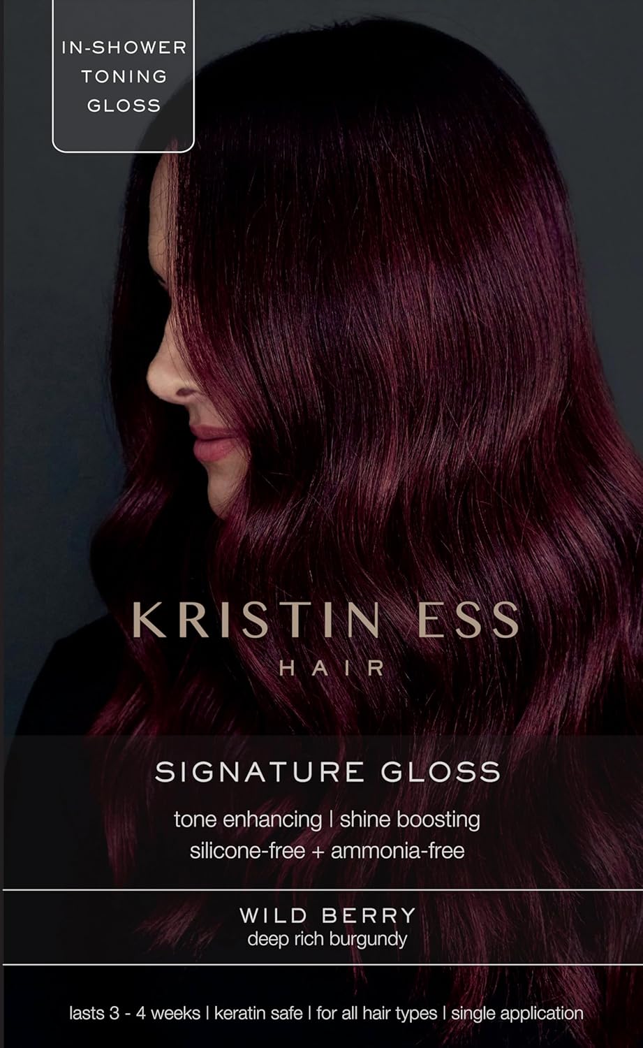 Kristin Ess Signature Hair Gloss Treatment - Brightening and Toning Glaze for Unisex/Women's Hair in 1 Application - Wild Berry