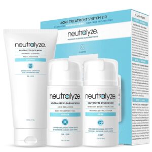 Moderate to Severe Acne Treatment Kit - Maximum Strength 3 Step System with 2% Salicylic Acid, 2% Mandelic Acid & Nitrogen Boost Skincare Technology - Acne Medication for Teens & Adults (90+ Day)