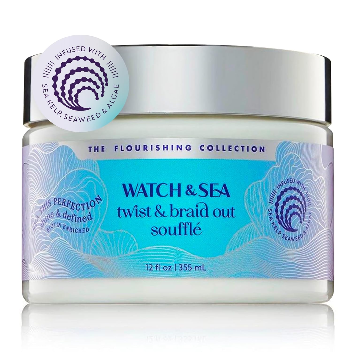 Watch & Sea Twist & Braid Out Soufflé - Nourishing Ingredients with Seaweed and Sea Kelp - Twist and Braid Cream for All Hair Types - 12 oz