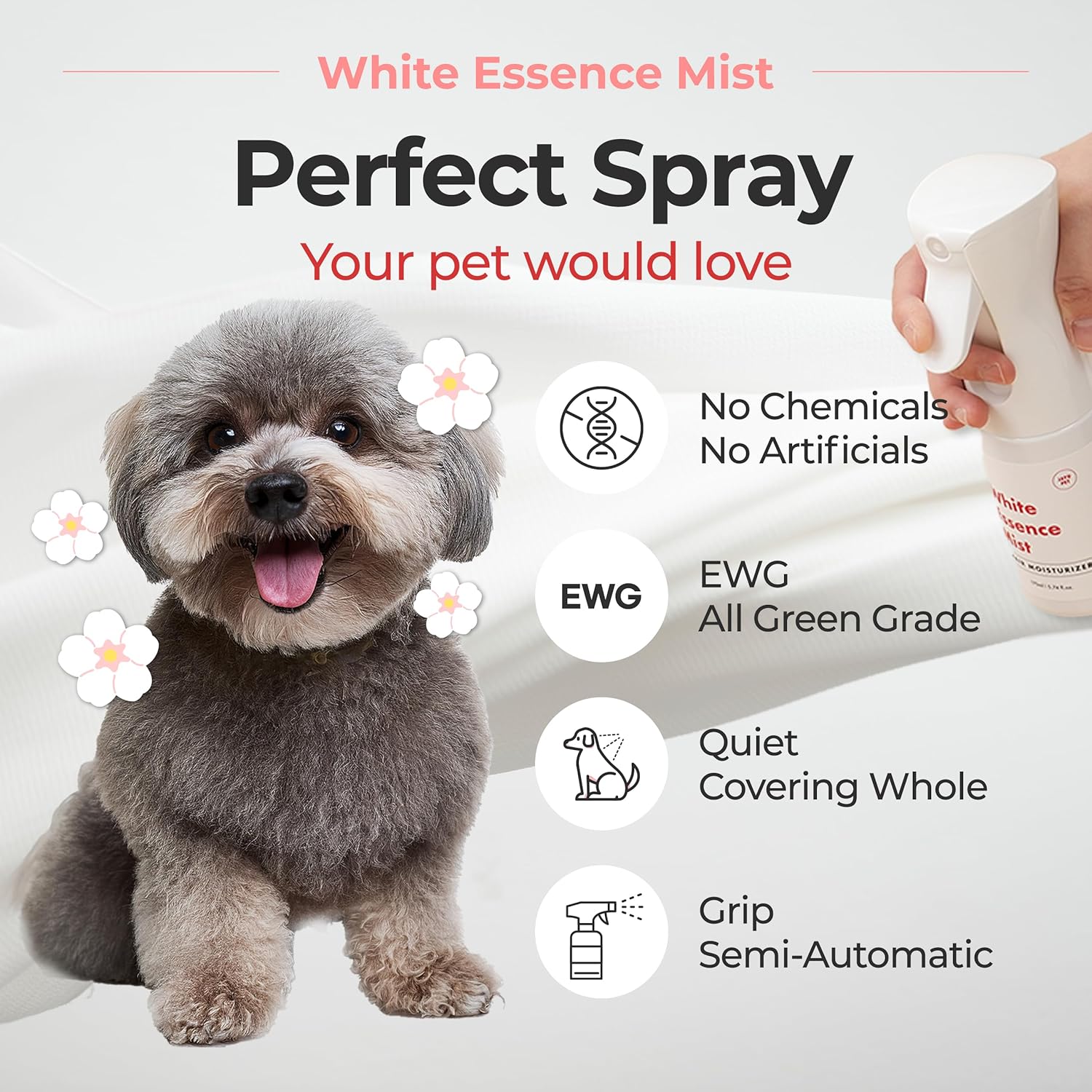 JAYU PET White Essence Mist - Dog Itch Relief, Hypoallergenic Soothing Spray, Dandruff & Dry Skin Spray (5.8fl oz, 170ml) - Image 4