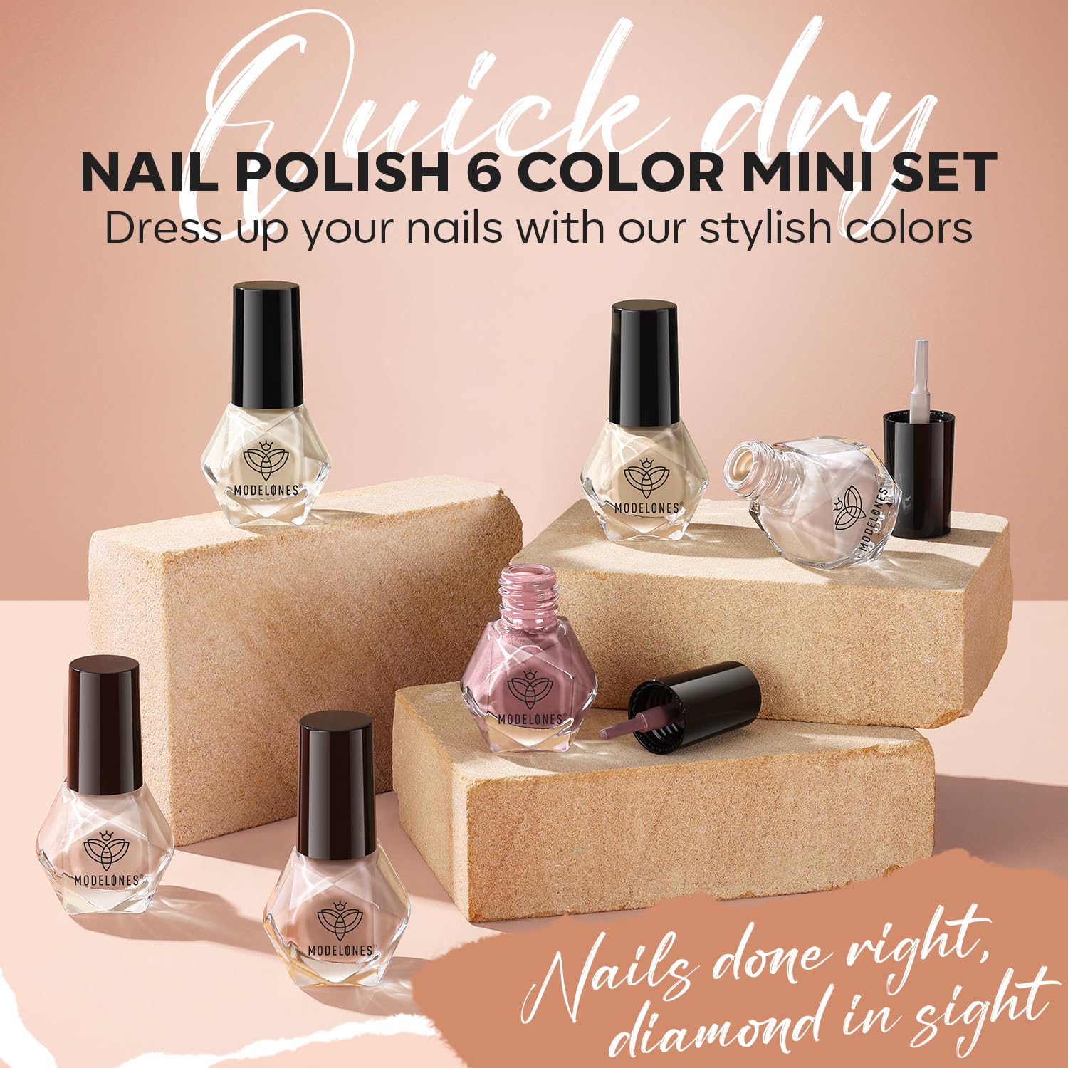 modelones Nail Polish Set 6 Colors Nude Pink Skin Tones Neutral Brown Nail Polish Kit Quick Dry Nail Polish All Seasons Neutral Brown Manicure DIY Nail Art Salon Home Gift for Women Girls - Image 9