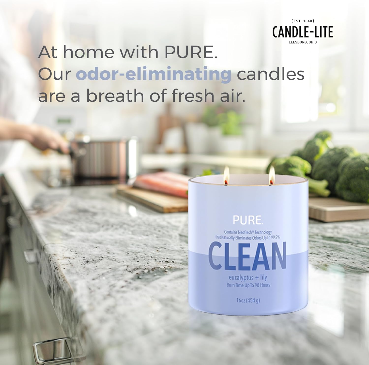 Candle-Lite Eucalyptus Lily Scented Jar Candle 16 oz 2-Wick Long Burn Time - Image 6