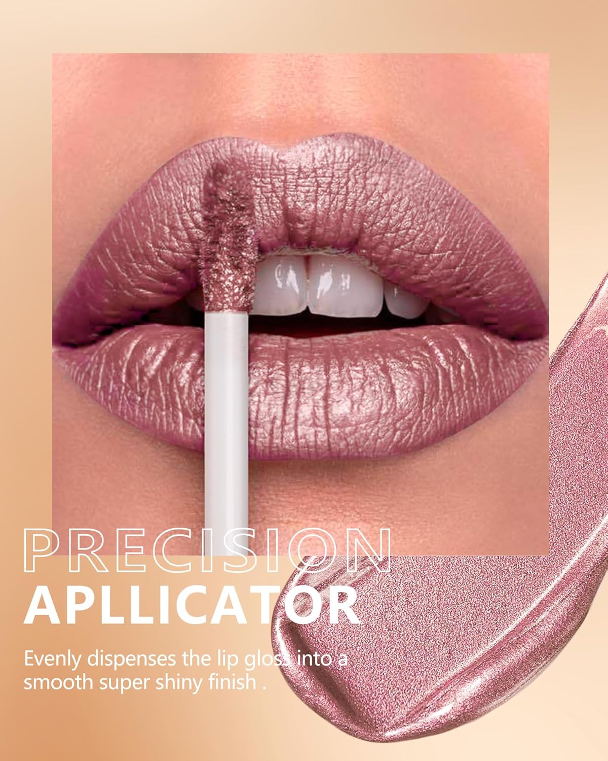 MAKI YIKA Metallic Pink Glitter Liquid Lip Gloss for Women Long Lasting 6ml Capacity - Image 4